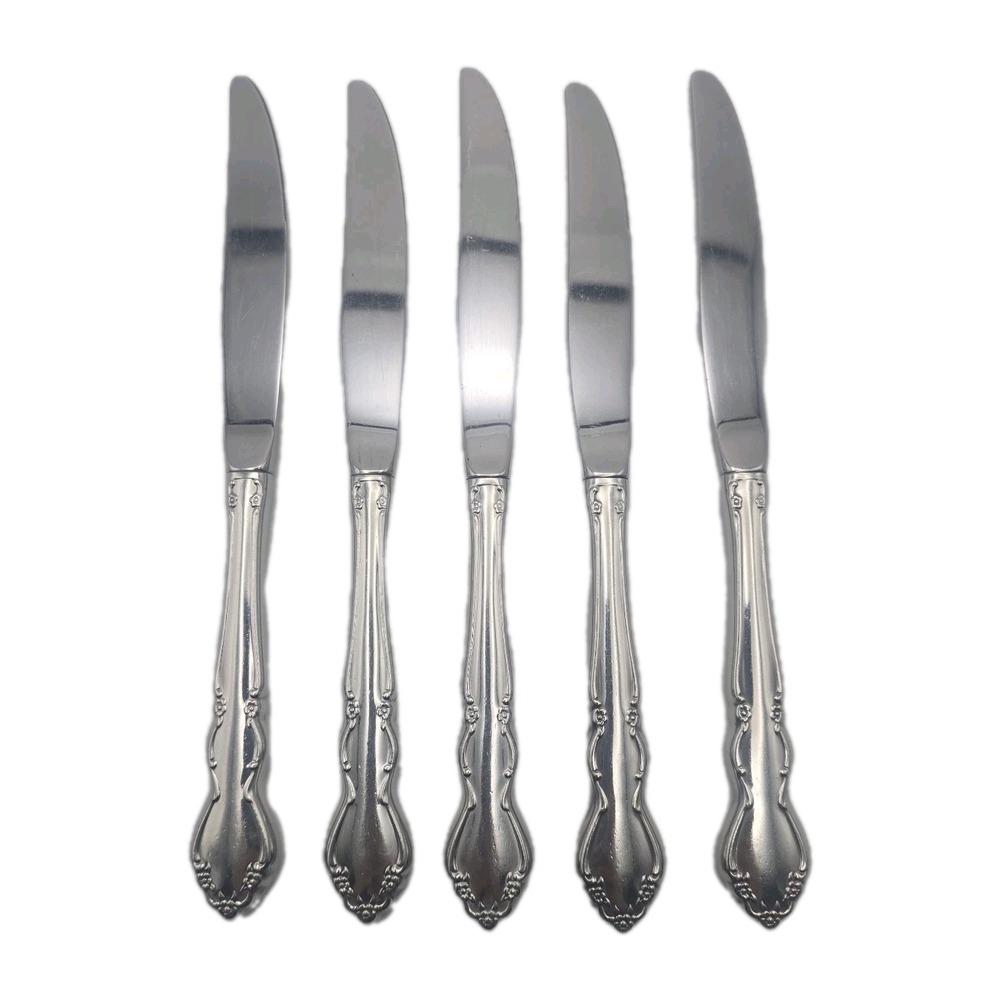 Oneida Dover Modern Hollow Dinner Knives Set of 5 Stainless Flatware 9"